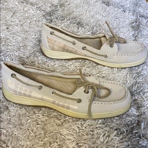 Croft & Barrow nude tan plaid slip on boat shoes